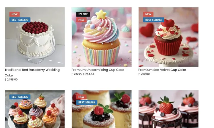 Bakery ecommerce product catalogue powered by Bloomlytix