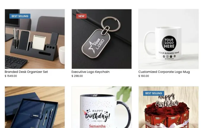 Gift shop ecommerce product grid powered by Bloomlytix